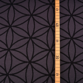 Preview: Bio-Jacquard Baumwolle Blume des Lebens schwarz (GOTS) - Stoffonkel | Meterware